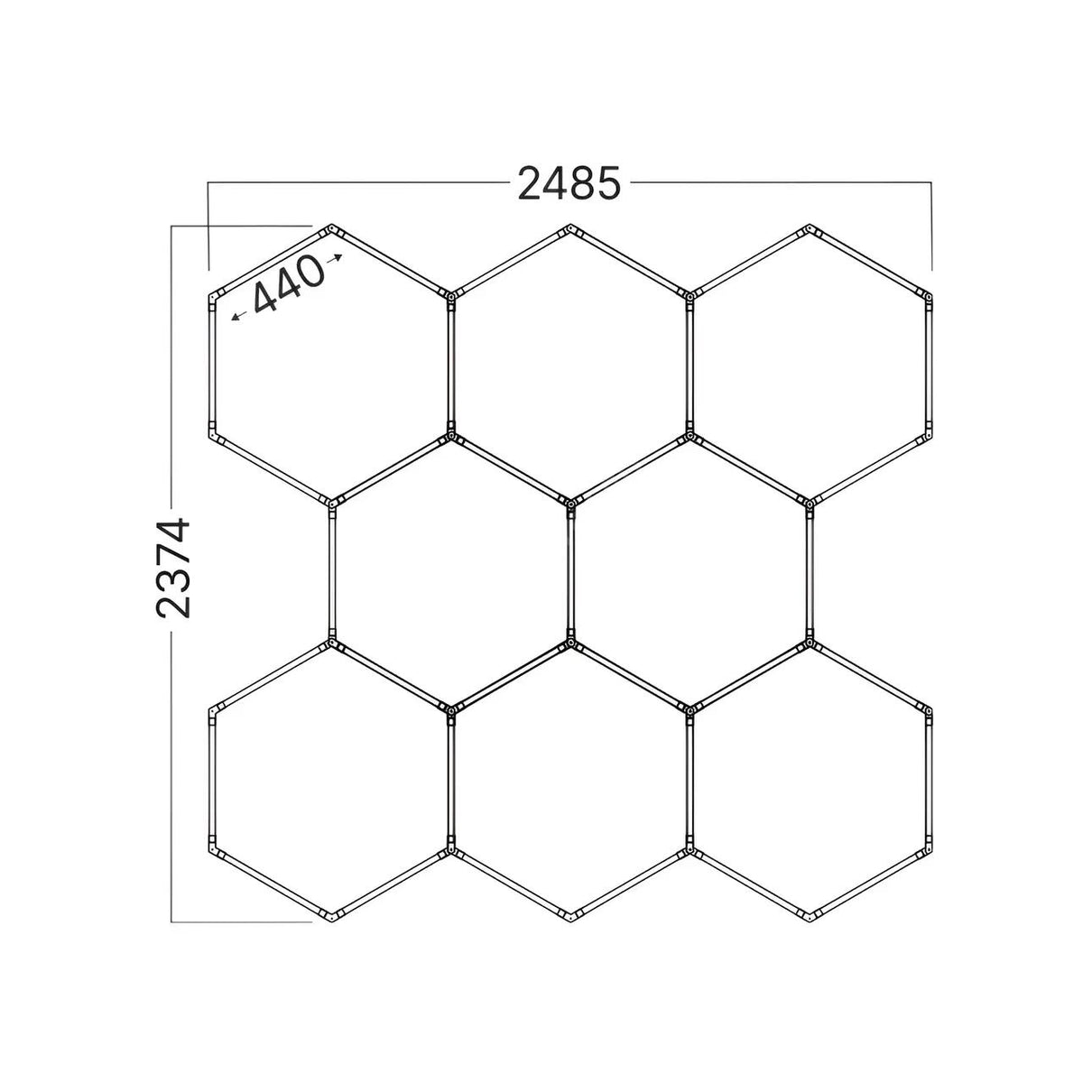 HoneyComb LED 8x Hexagoane 240W | 238x238CM | 26500lm | 6500K