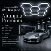 HoneyComb LED 8x Hexagone Aluminiu Premium 350W, 299x315cm, 38500lm, 6500K