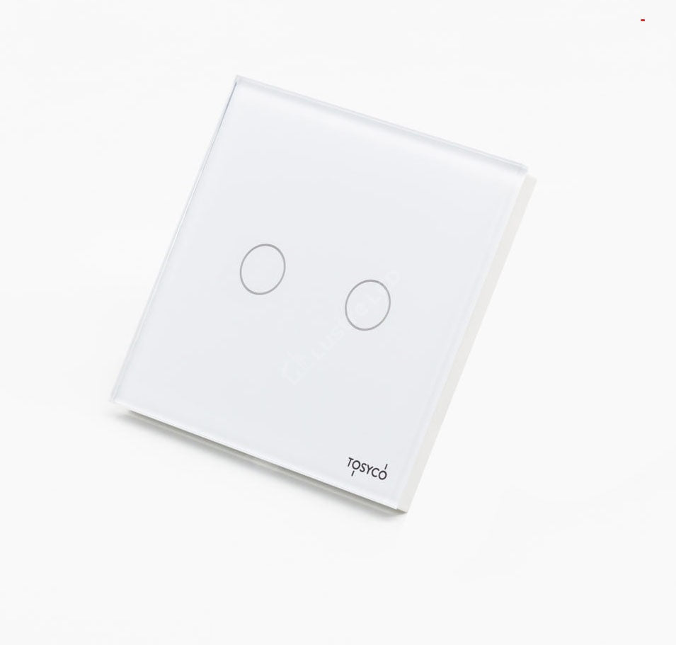 Intrerupator Alb cu Touch din Sticla 2 Butoane Premium