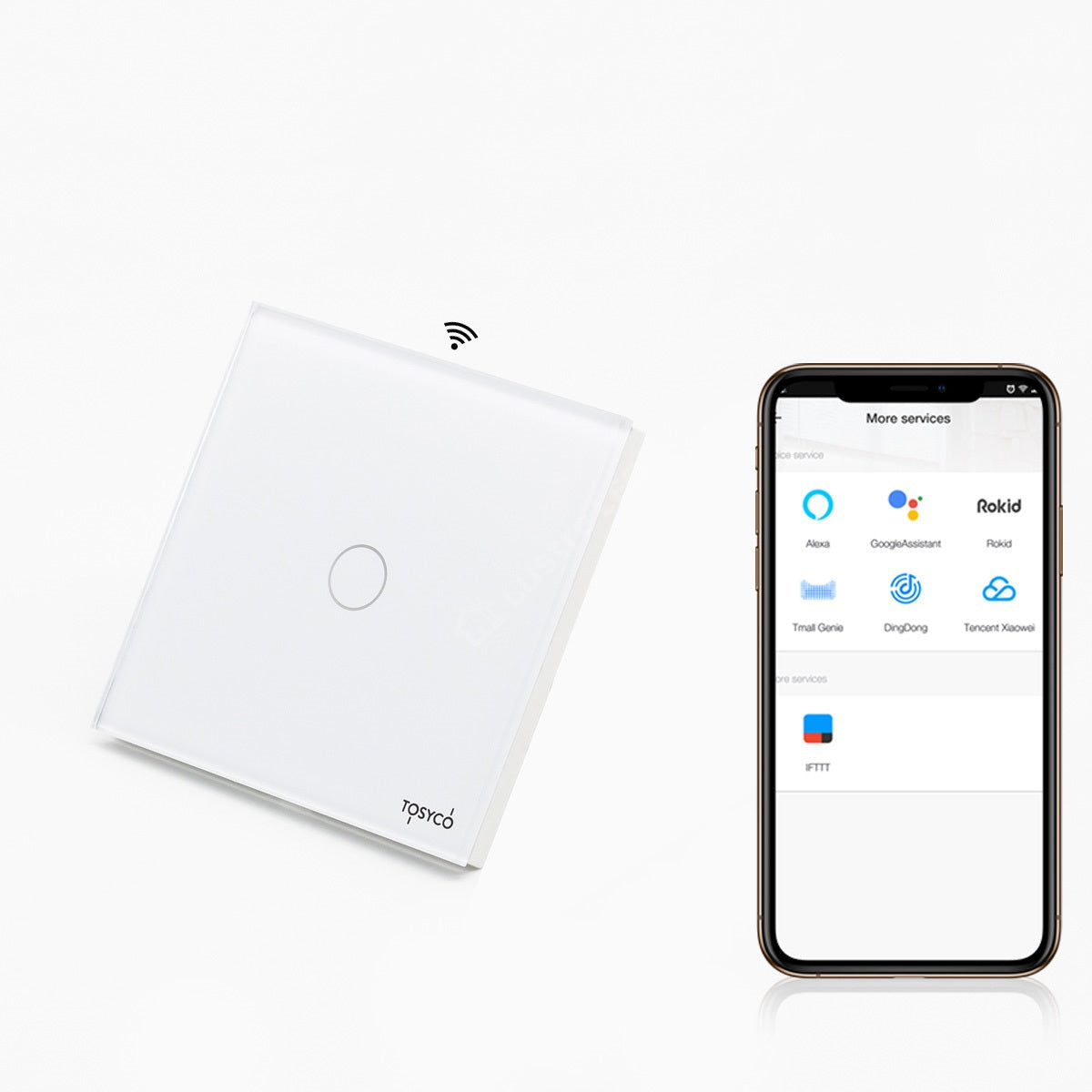 Intrerupator Alb WIFI SMART cu Touch din Sticla 1 Buton Premium Fara NUL