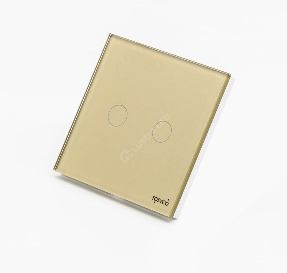 Intrerupator Auriu cu Touch din Sticla 2 Butoane Premium