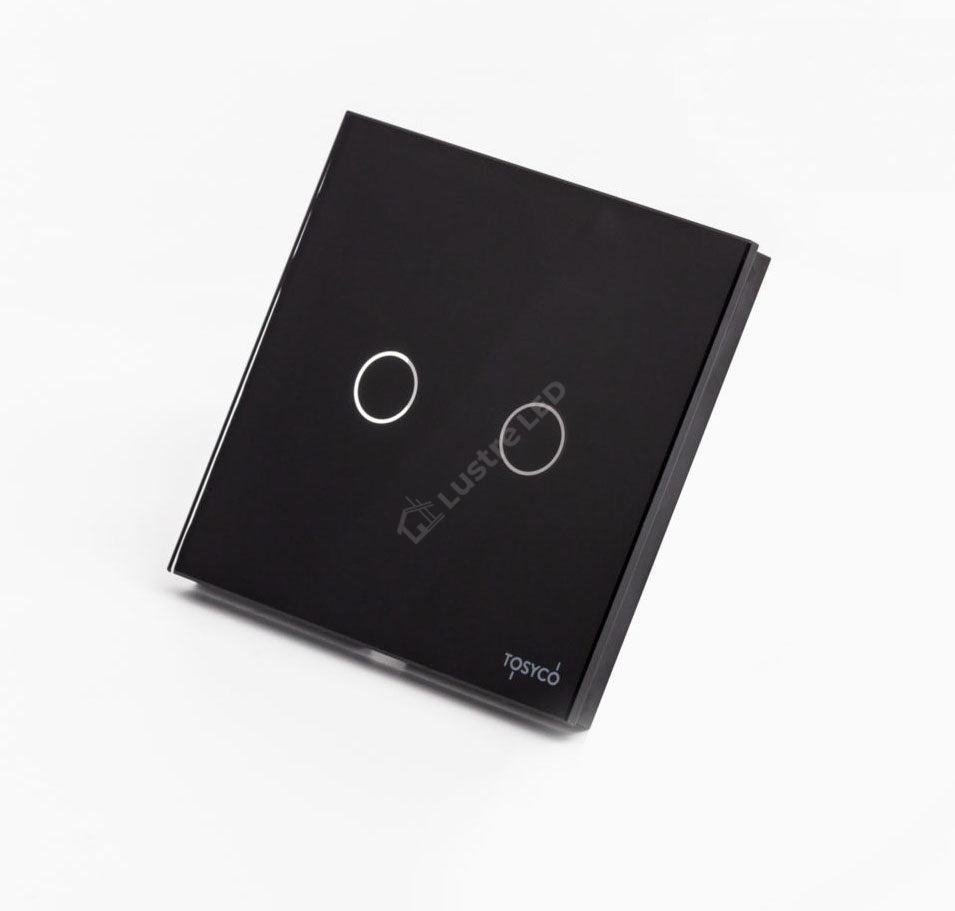 Intrerupator Negru cu Touch din Sticla 2 Butoane Premium