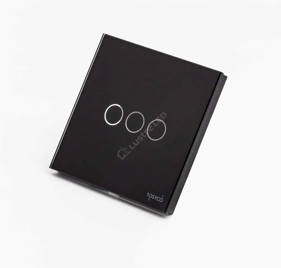 Intrerupator Negru cu Touch din Sticla 3 Butoane Premium
