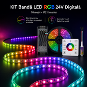 KIT Banda LED RGB 24V Digitala Telecomanda RF - IP21 - Rola 10 metri