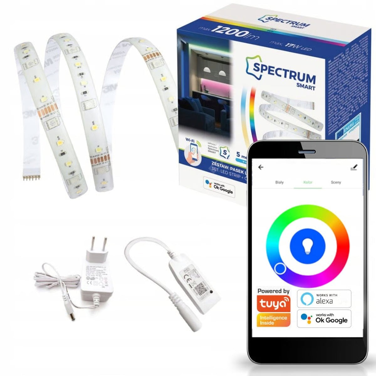 KIT Banda LED RGB+CCT 5 Metri 12V IP44 Smart - Tuya Google Alexa