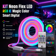 KIT Neon Flex LED RGB IC Smart Digital 5 metri Telecomanda