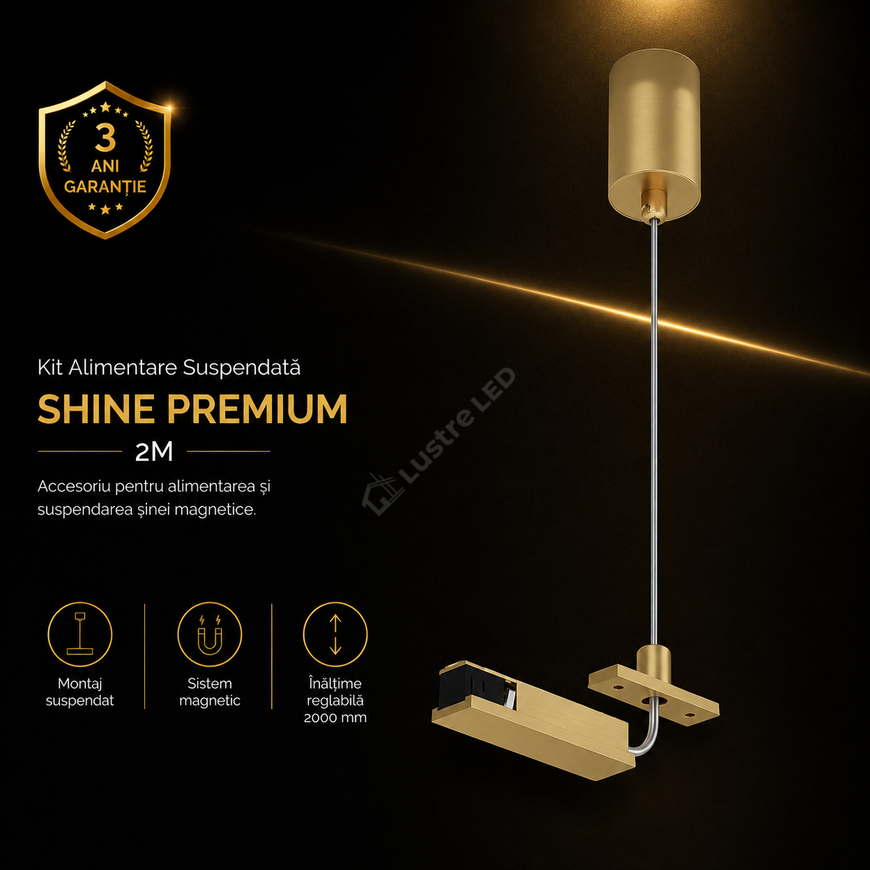 Kit Suspendare Pendul cu Alimentare pentru Sina Magnetica SHINE TRACK Gold Premium