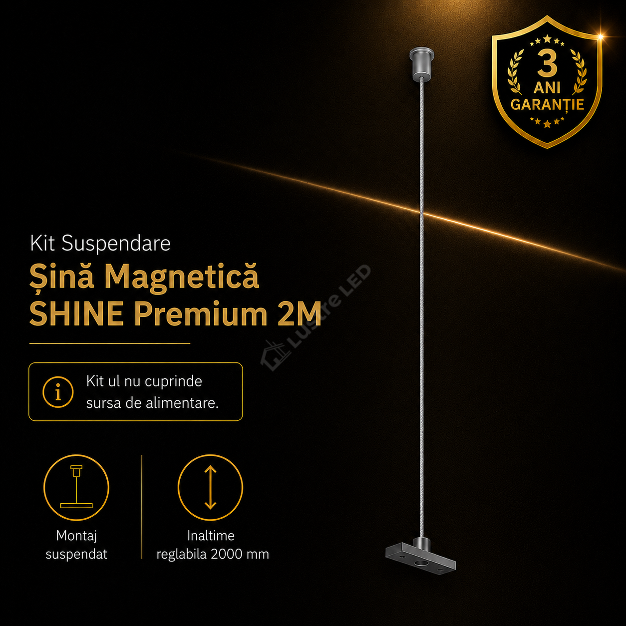 Kit Suspendare Pendul fara Alimentare pentru Sina Magnetica SHINE TRACK Dark Nickel Premium
