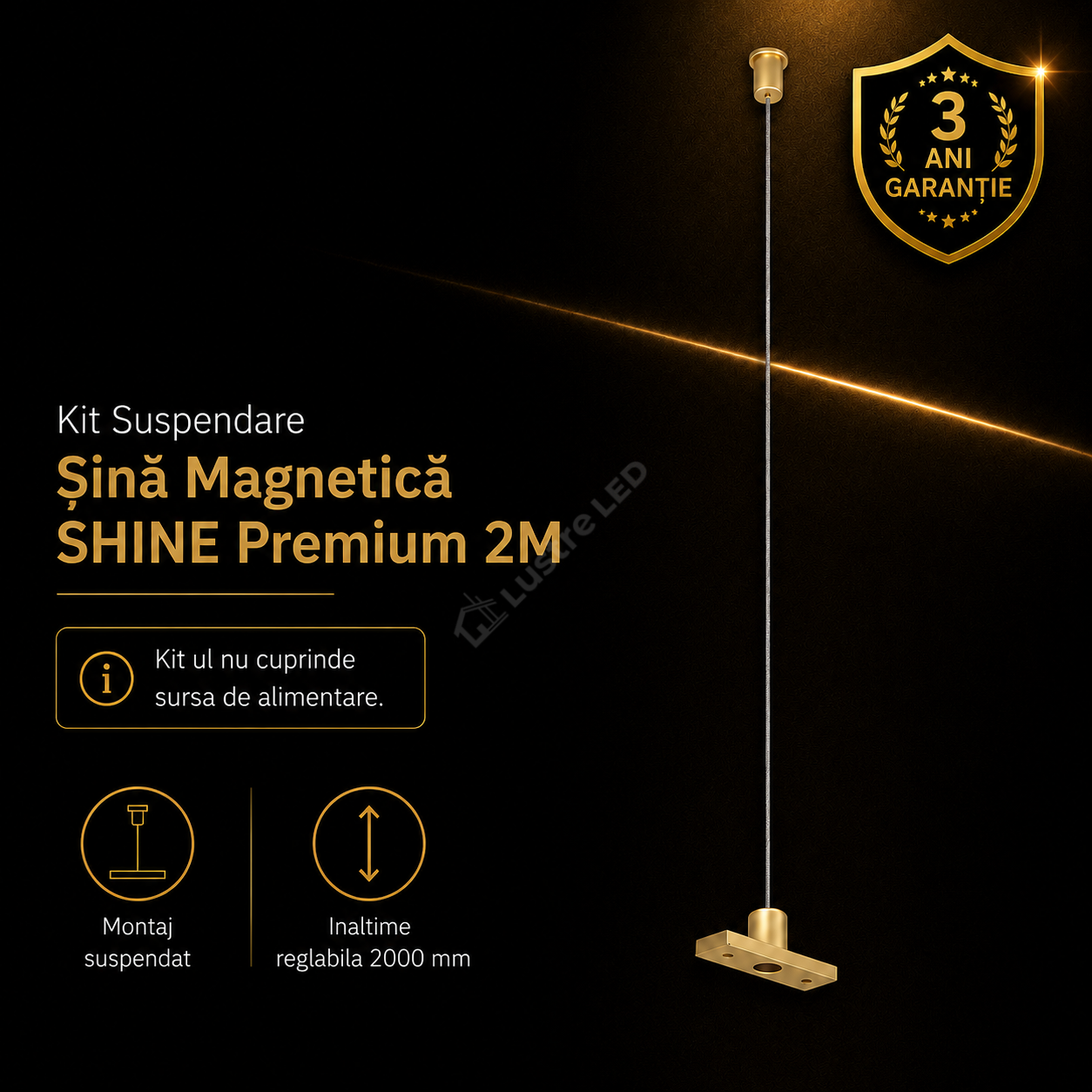 Kit Suspendare Pendul fara Alimentare pentru Sina Magnetica SHINE TRACK Gold Premium