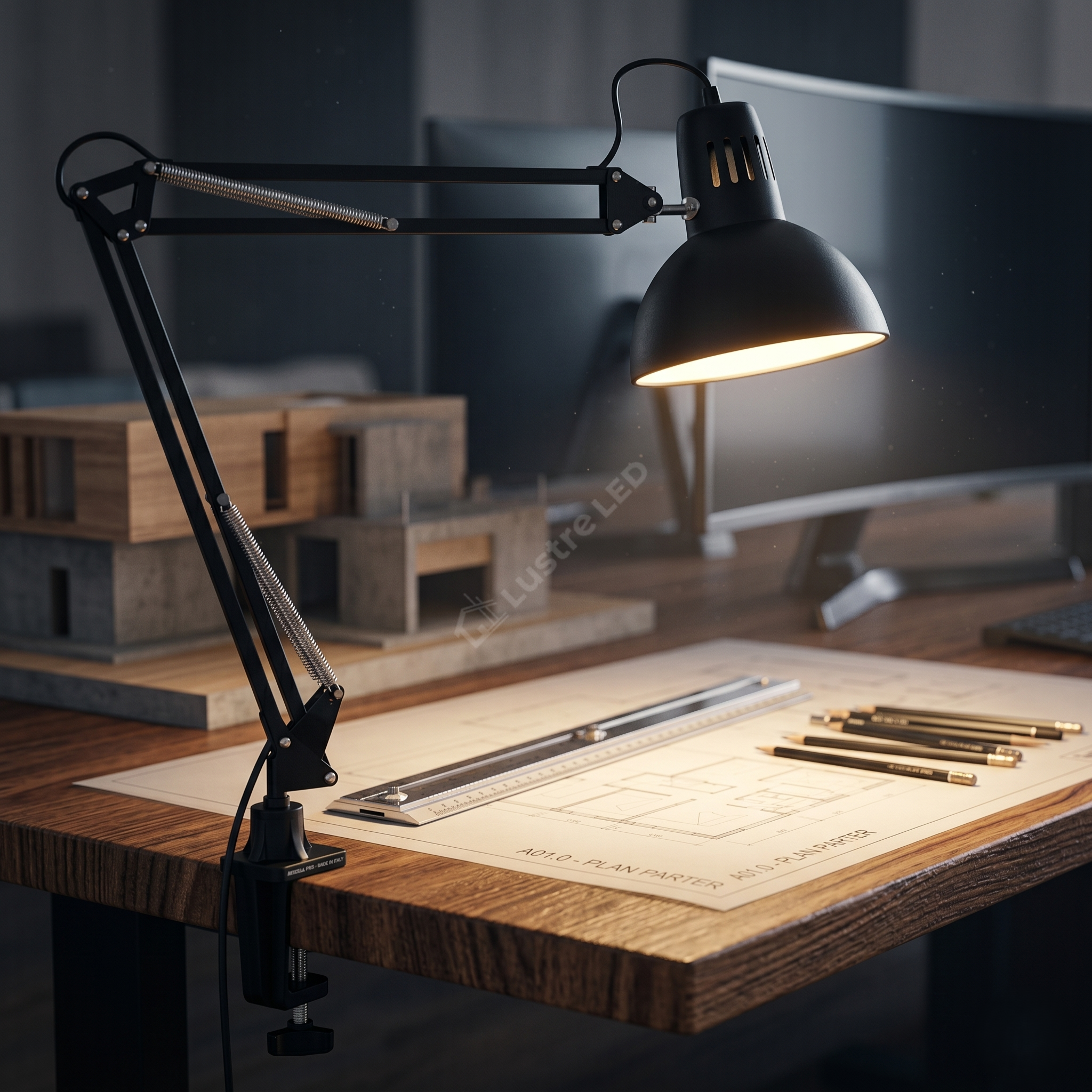 Lampa de Birou Black SCRIPTUM 1xE27 cu Brat Orientabil