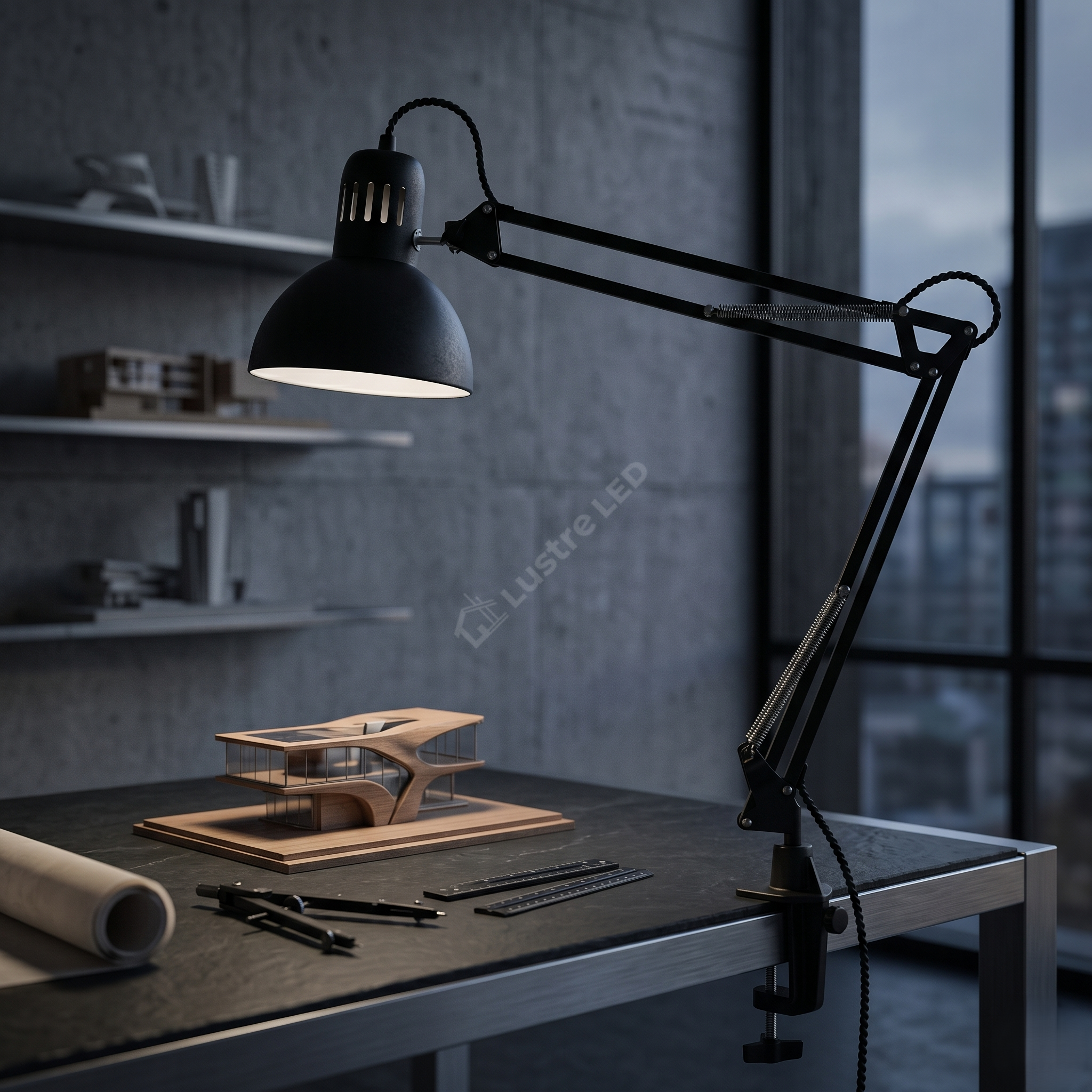 Lampa de Birou Black SCRIPTUM 1xE27 cu Brat Orientabil