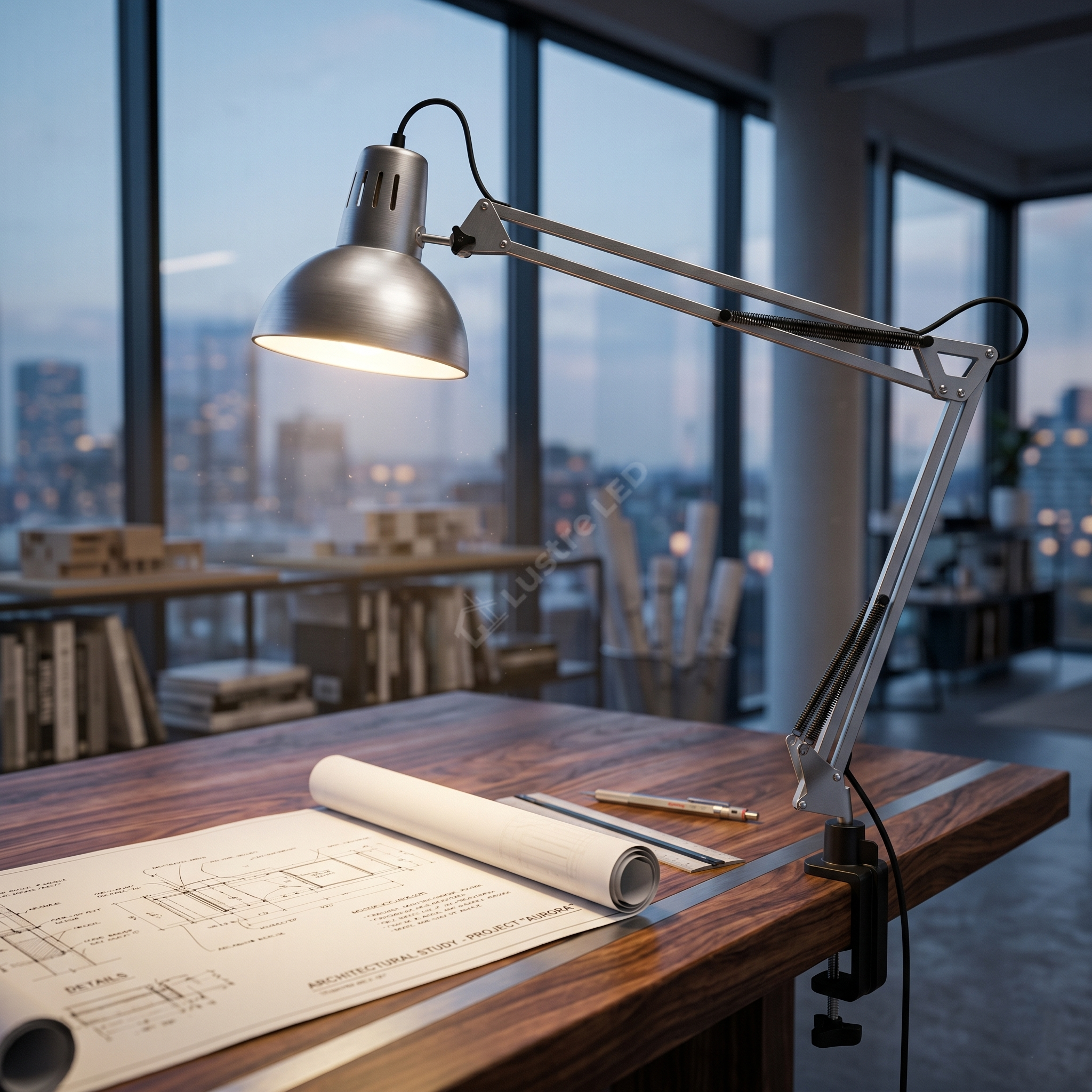 Lampa de Birou Silver SCRIPTUM 1xE27 cu Brat Orientabil