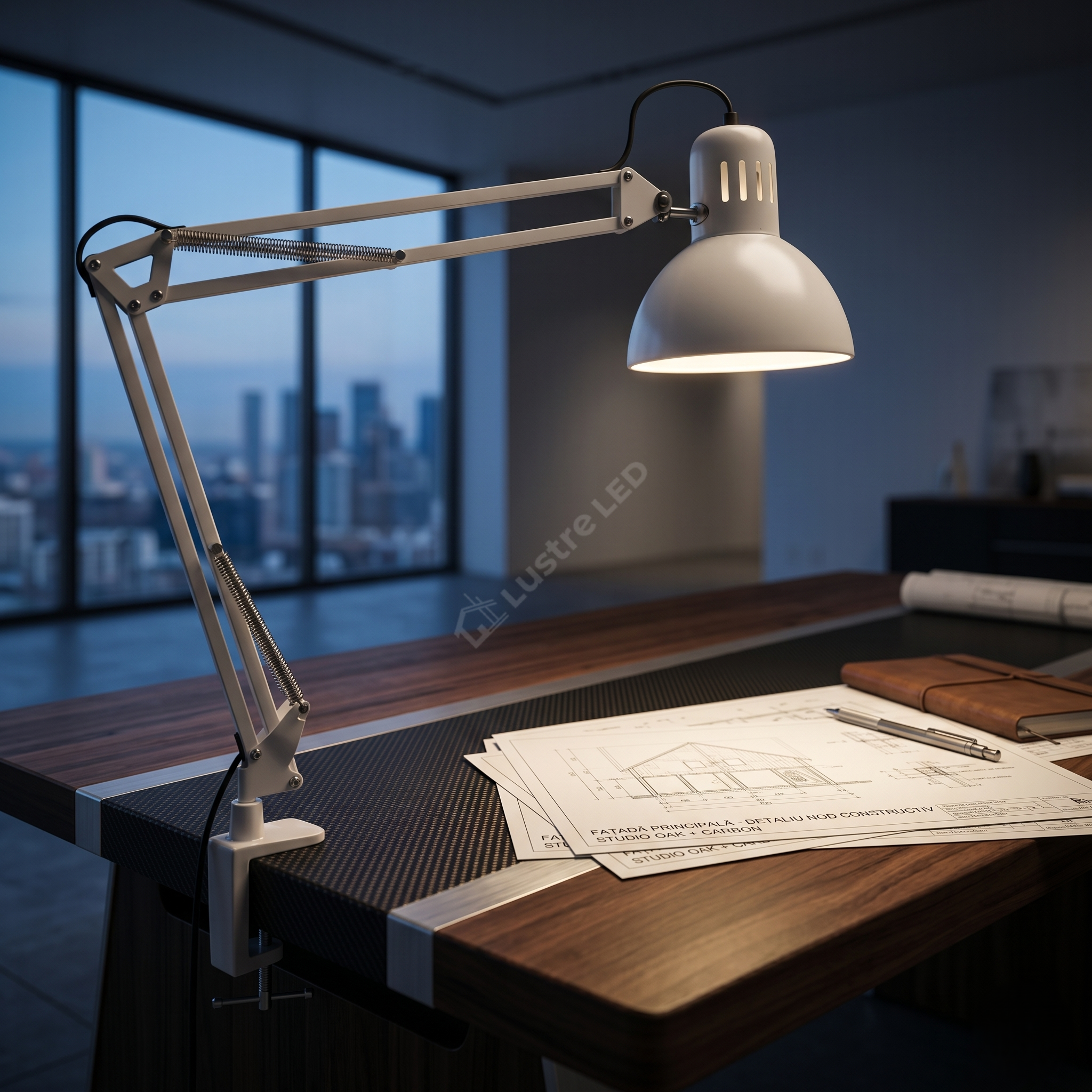 Lampa de Birou White SCRIPTUM 1xE27 cu Brat Orientabil