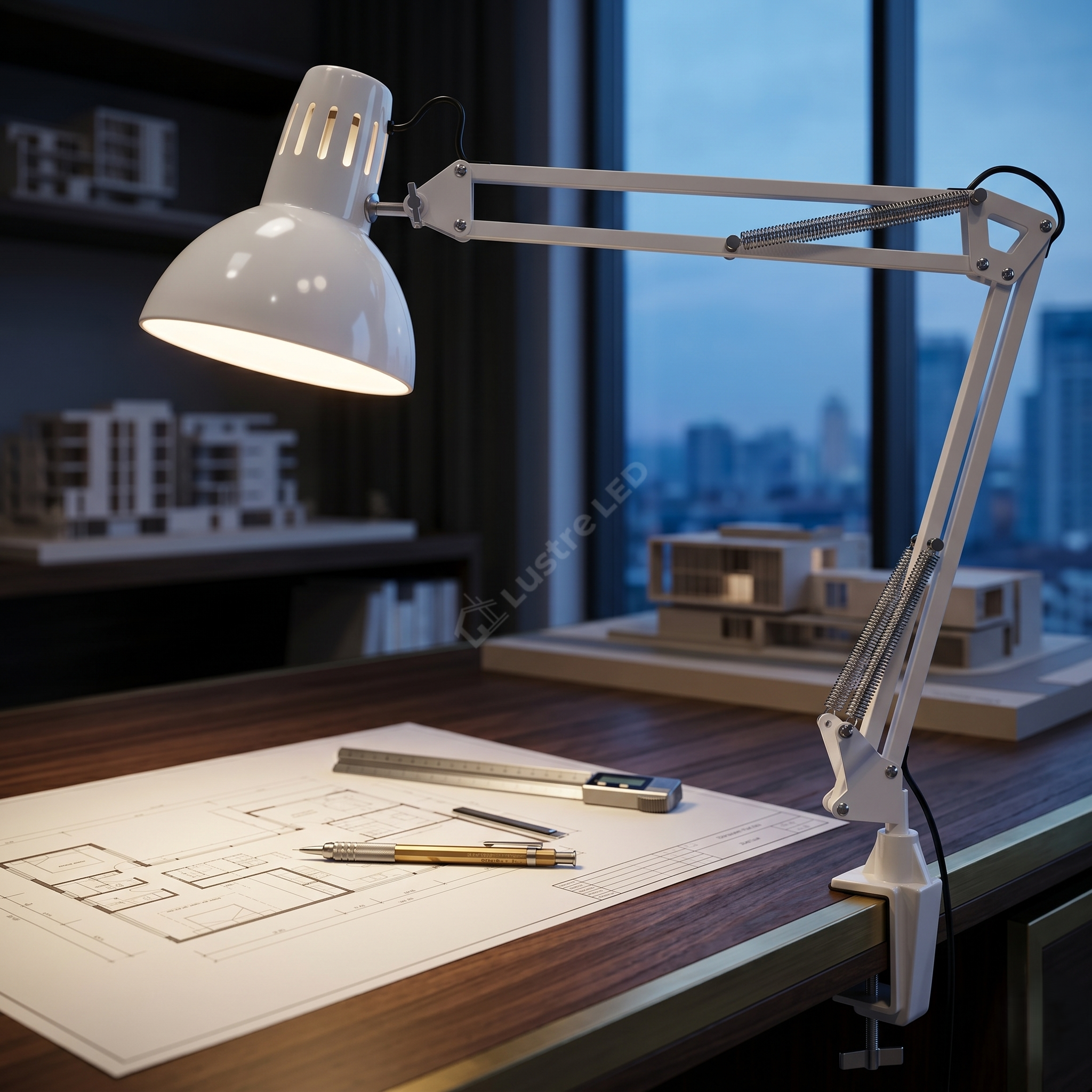 Lampa de Birou White SCRIPTUM 1xE27 cu Brat Orientabil