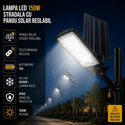 Lampa LED 150W Solara cu Panou Reglabil si Telecomanda 6500K