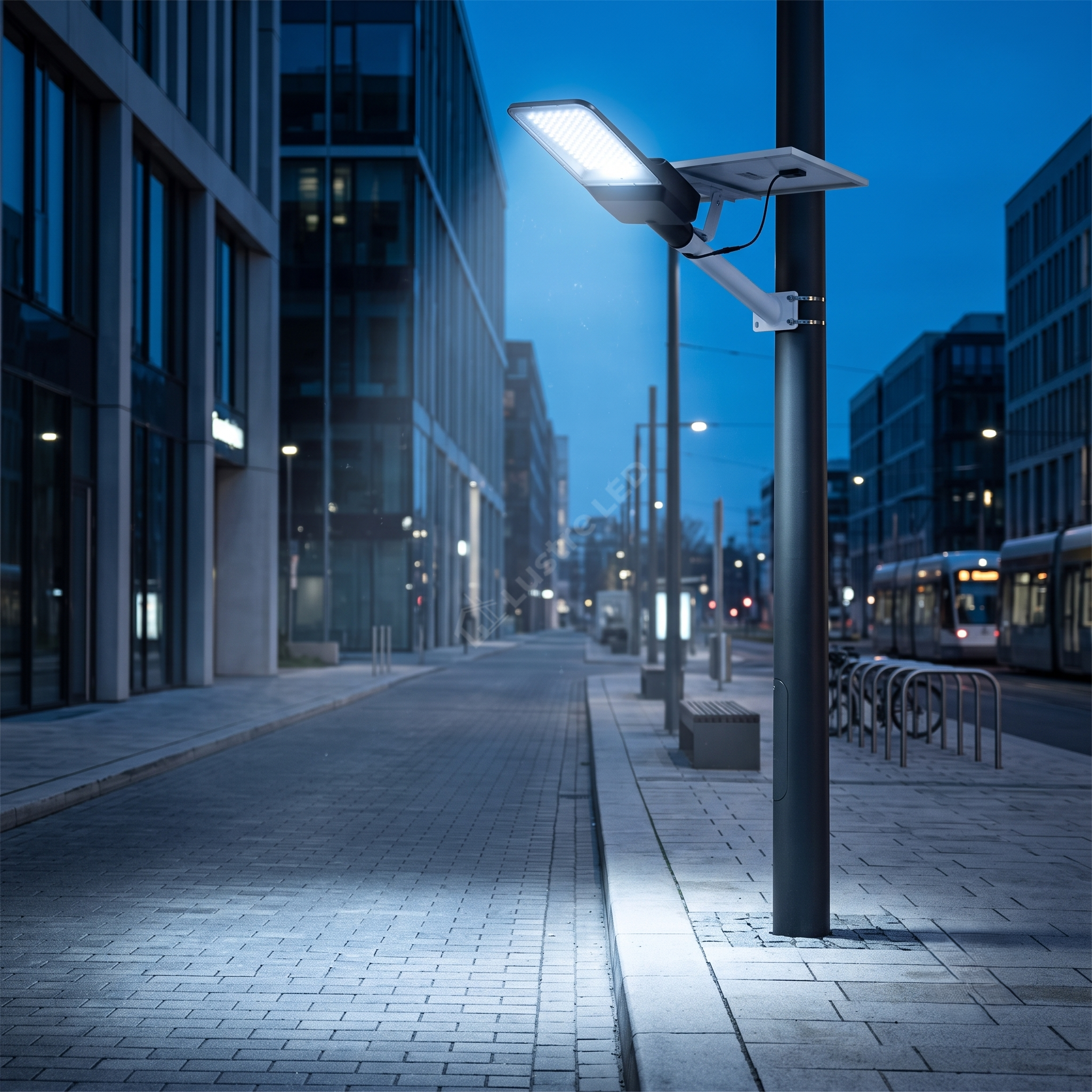 Lampa LED 300W Iluminat Stradal Cu Panou Solar Si Brat Inclus cu Telecomanda Premium