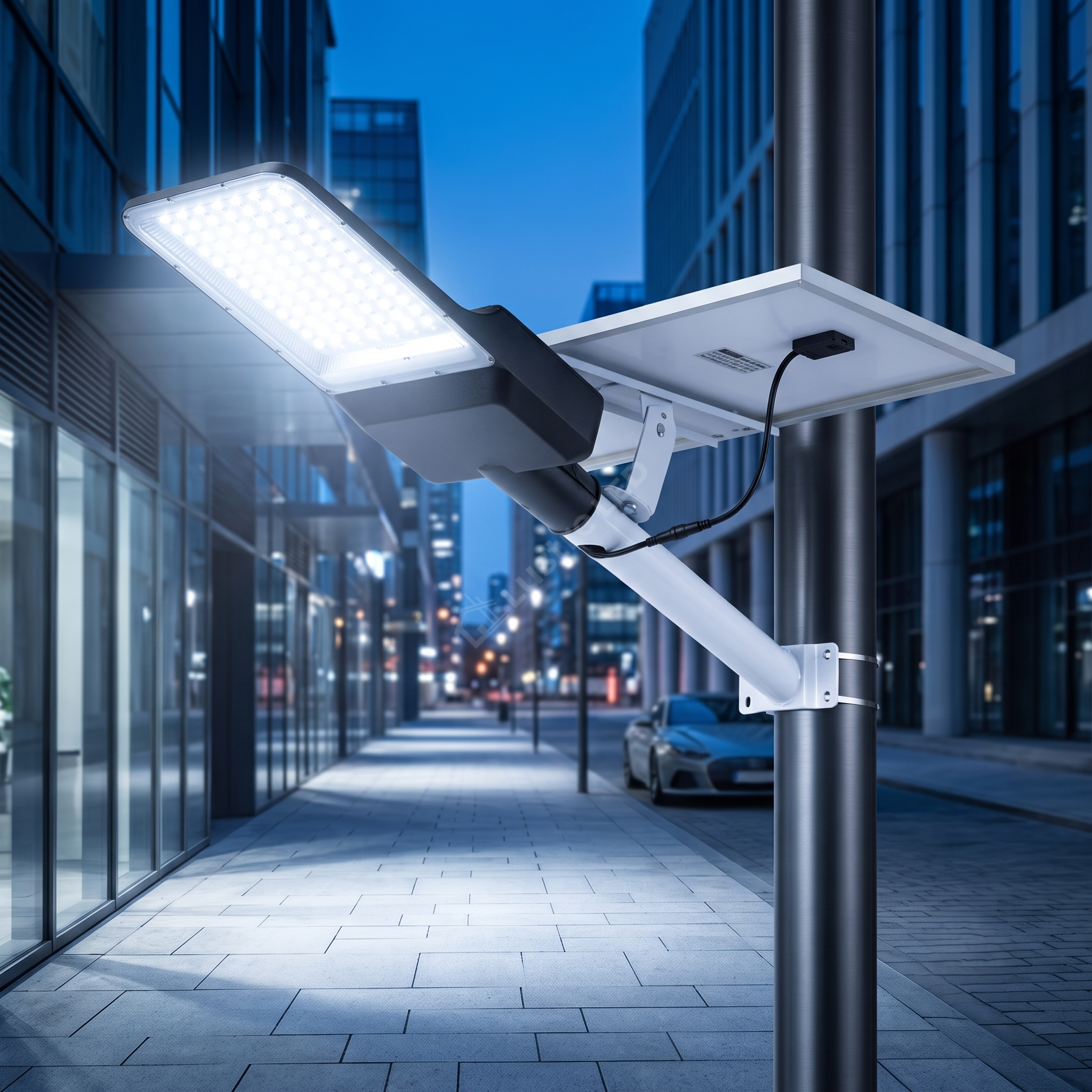 Lampa LED 500W Iluminat Stradal Cu Panou Solar Si Brat Inclus cu Telecomanda Premium
