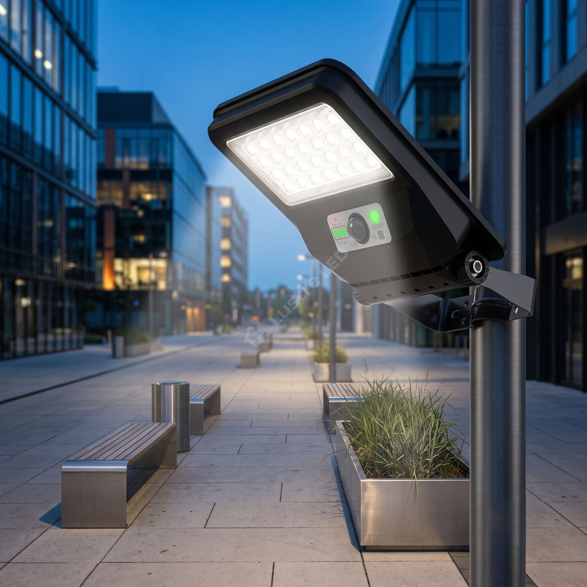 Lampa LED Iluminat Stradal cu Senzor 40W CCT 600lm Telecomanda Premium