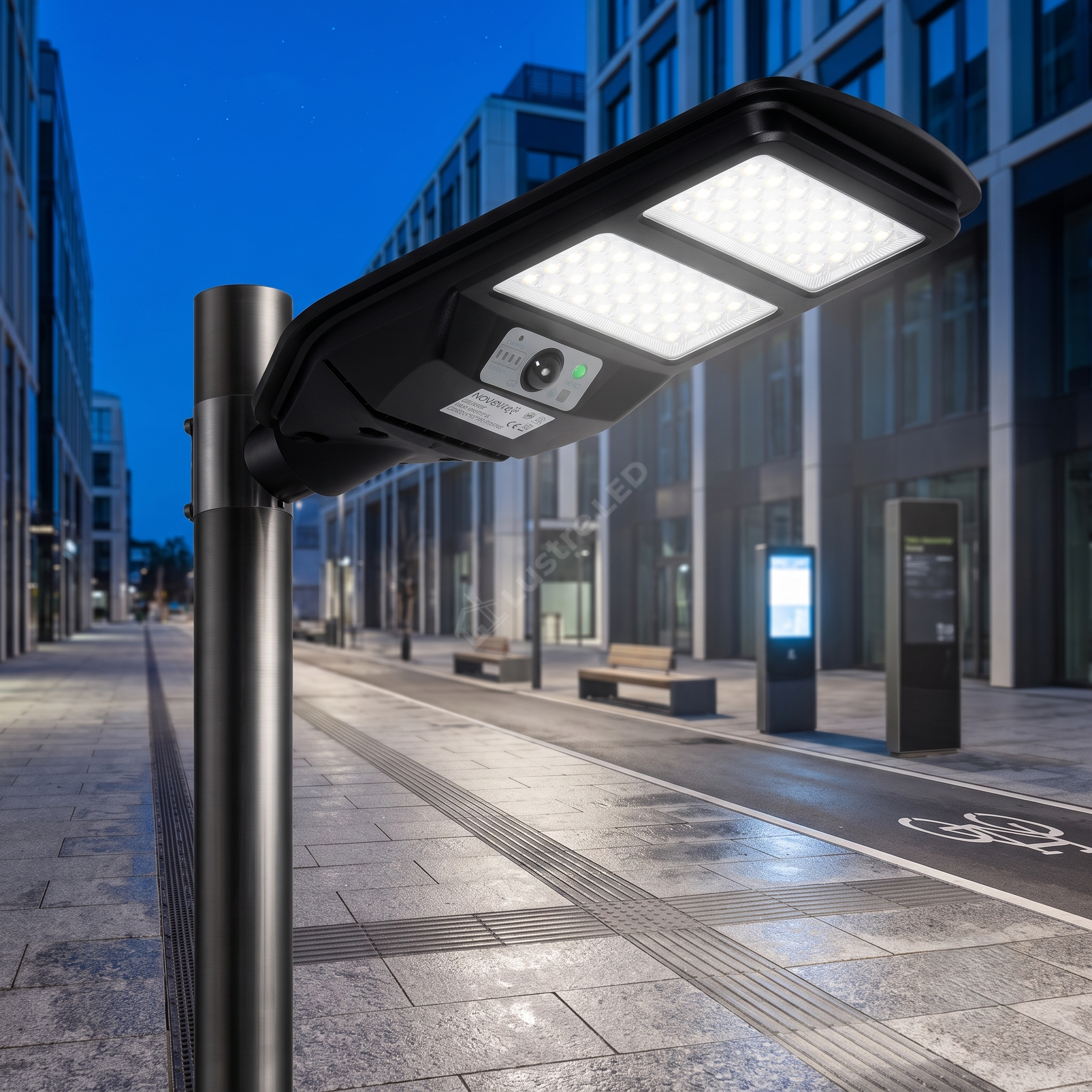 Lampa LED Iluminat Stradal cu Senzor 80W CCT 1200lm Telecomanda Premium