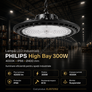 Lampa LED Industriala PHILIPS High Bay 300W 4000K IP66 Ø400mm