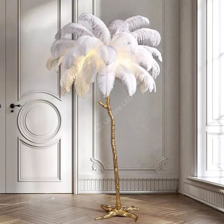 Lampadar Baroque Luxury Feathers White