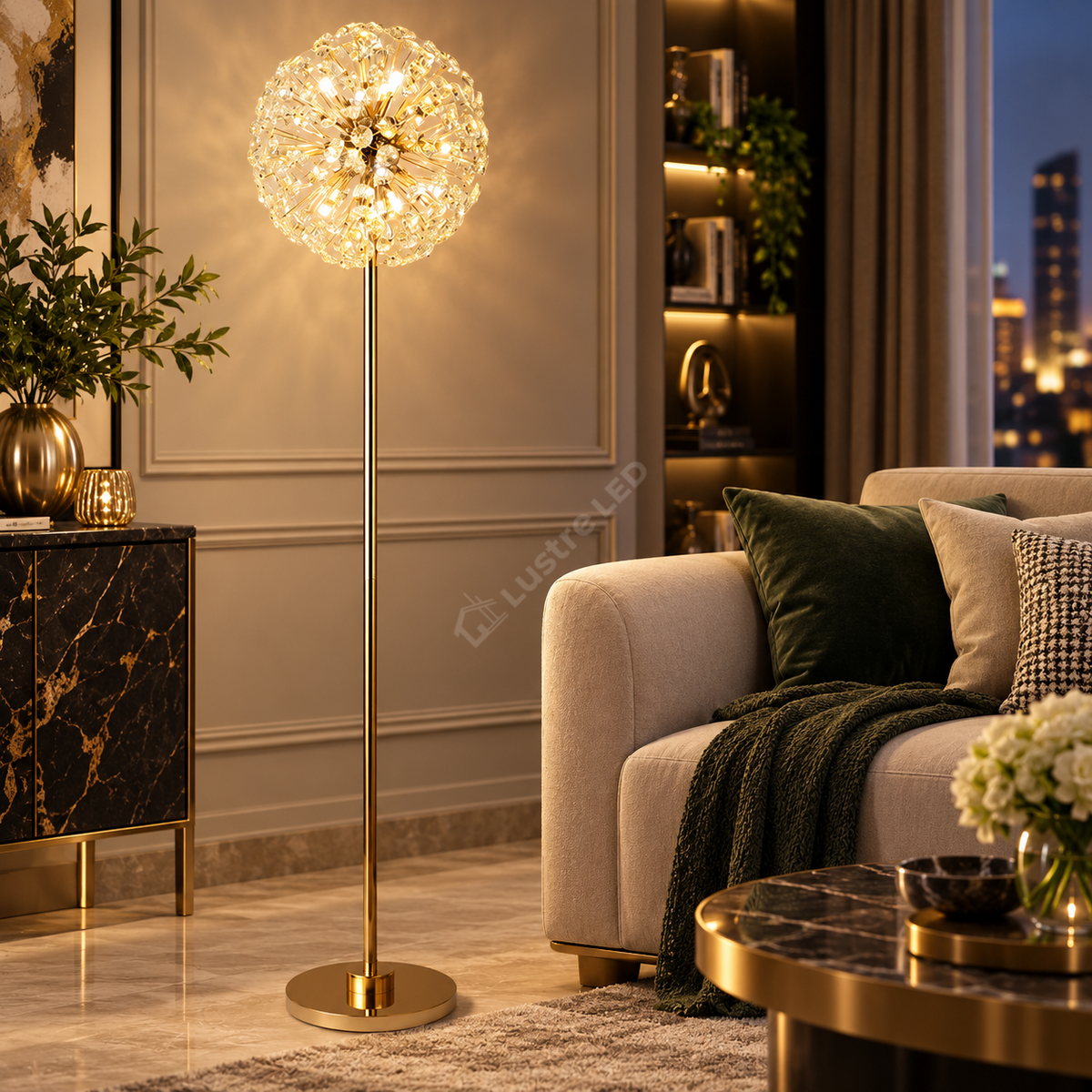 Lampadar Cristal LUXURY Golden Dandelion 150cm