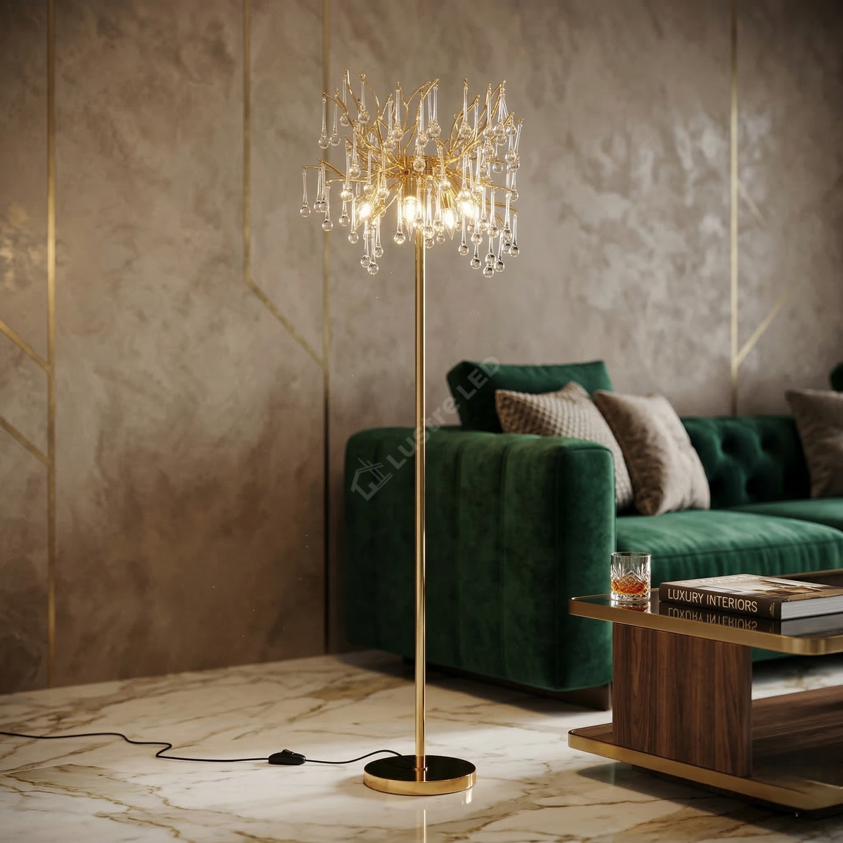 Lampadar Cristal LUXURY Golden Tears 170cm