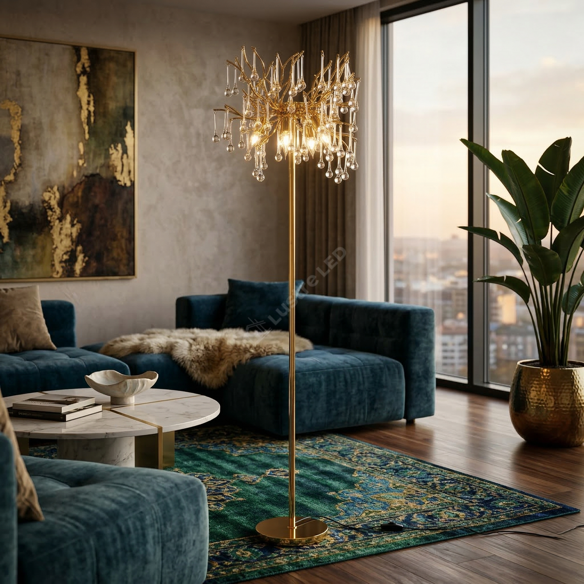 Lampadar Cristal LUXURY Golden Tears 170cm