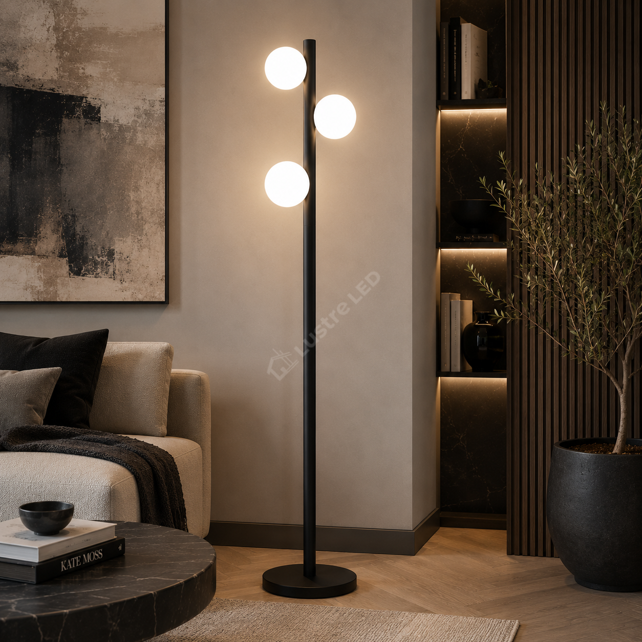 Lampadar FORES Black cu Abajur 3 Globuri 160CM