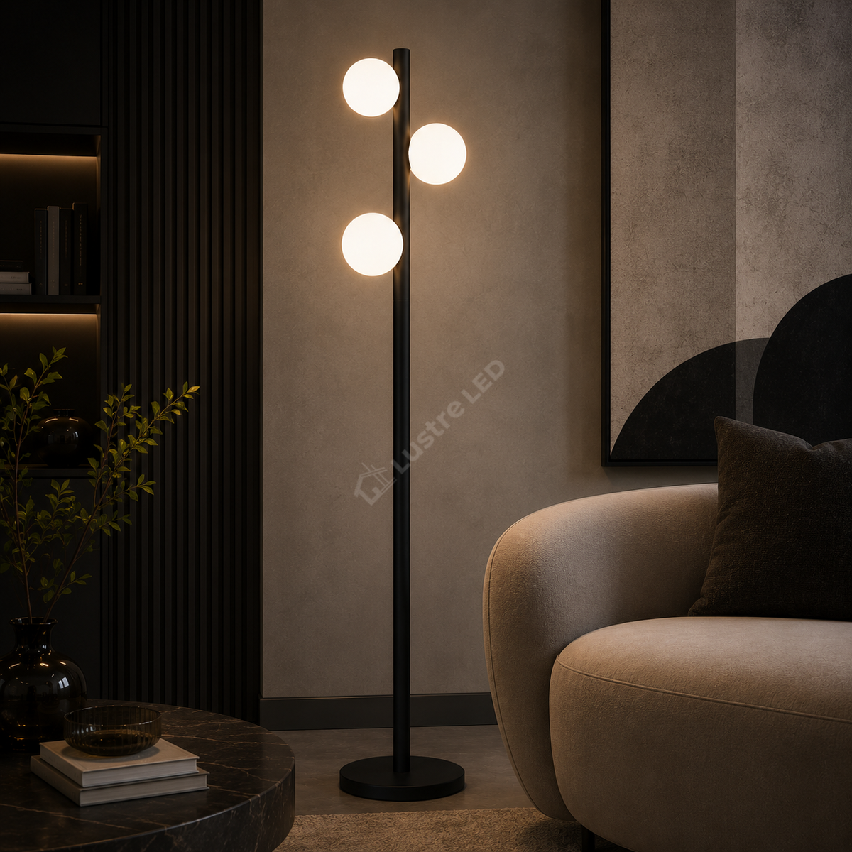 Lampadar FORES Black cu Abajur 3 Globuri 160CM