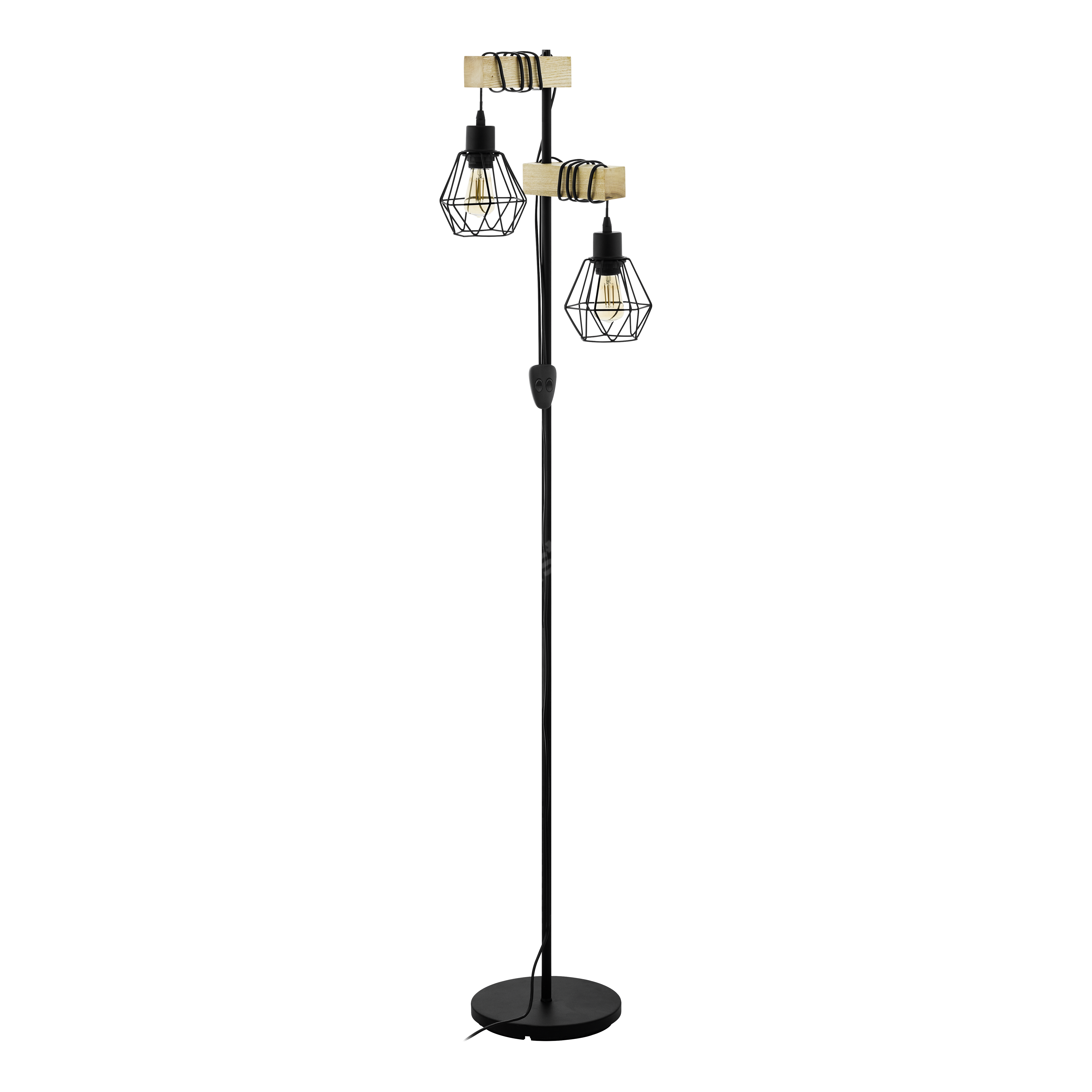 Lampadar Vintage TOWNSHEND 5 Black & Brown 167CM Eglo