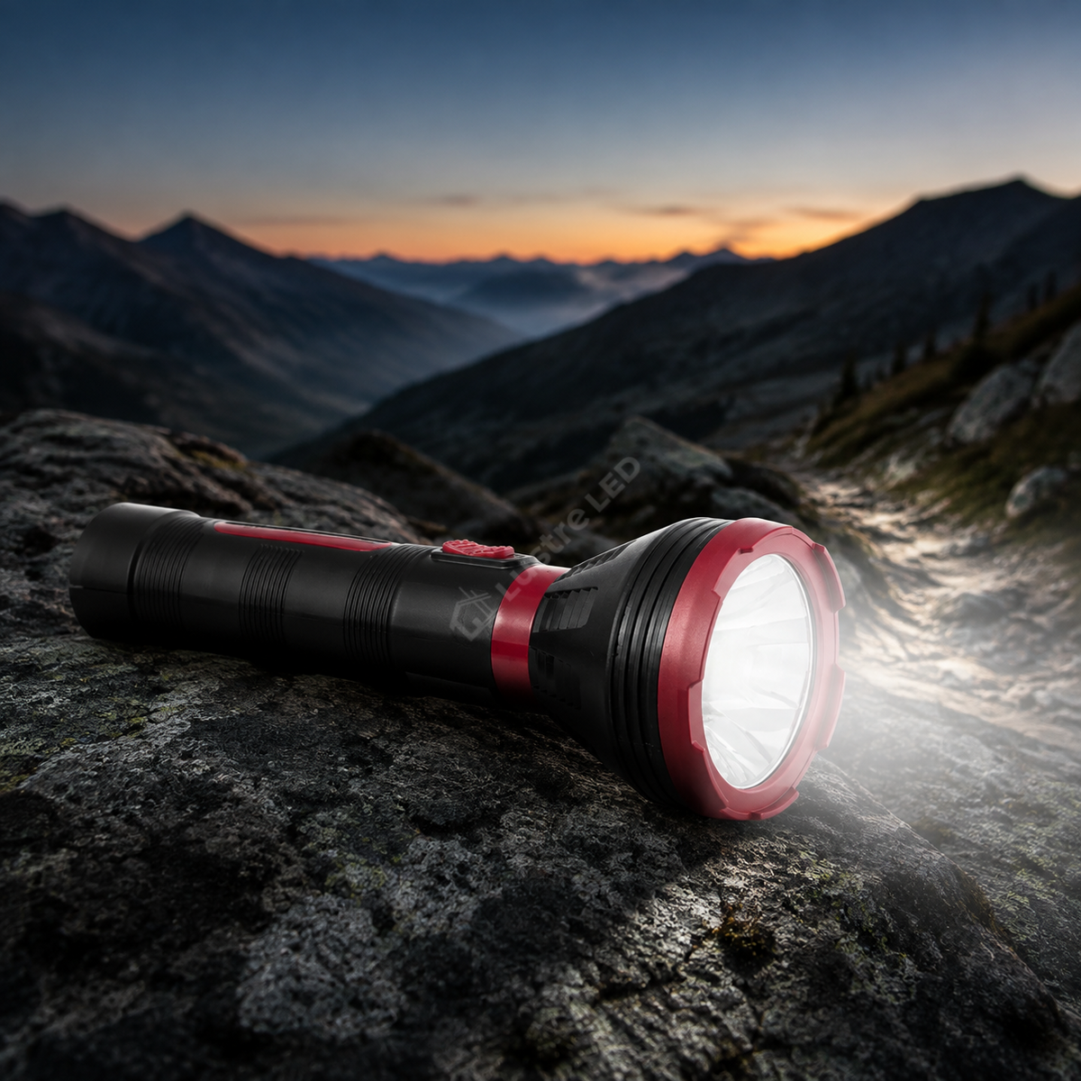 Lanterna LED Narbo Black & Red cu Acumulator 24CM