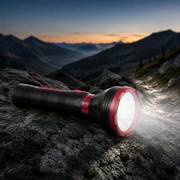 Lanterna LED Narbo Black & Red cu Acumulator 24CM