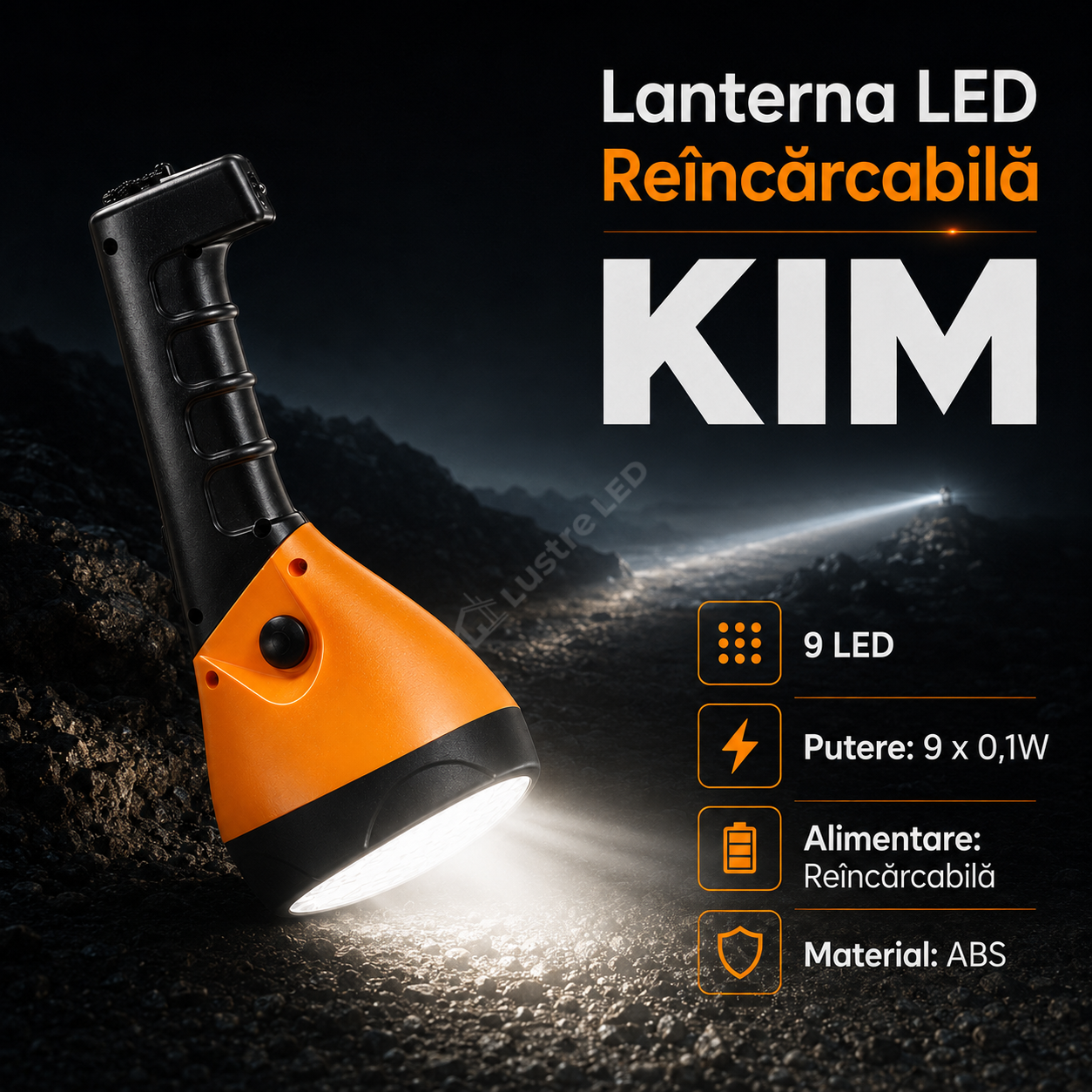 Lanterna LED Reincarcabila KIM 9x0.1W Portabila