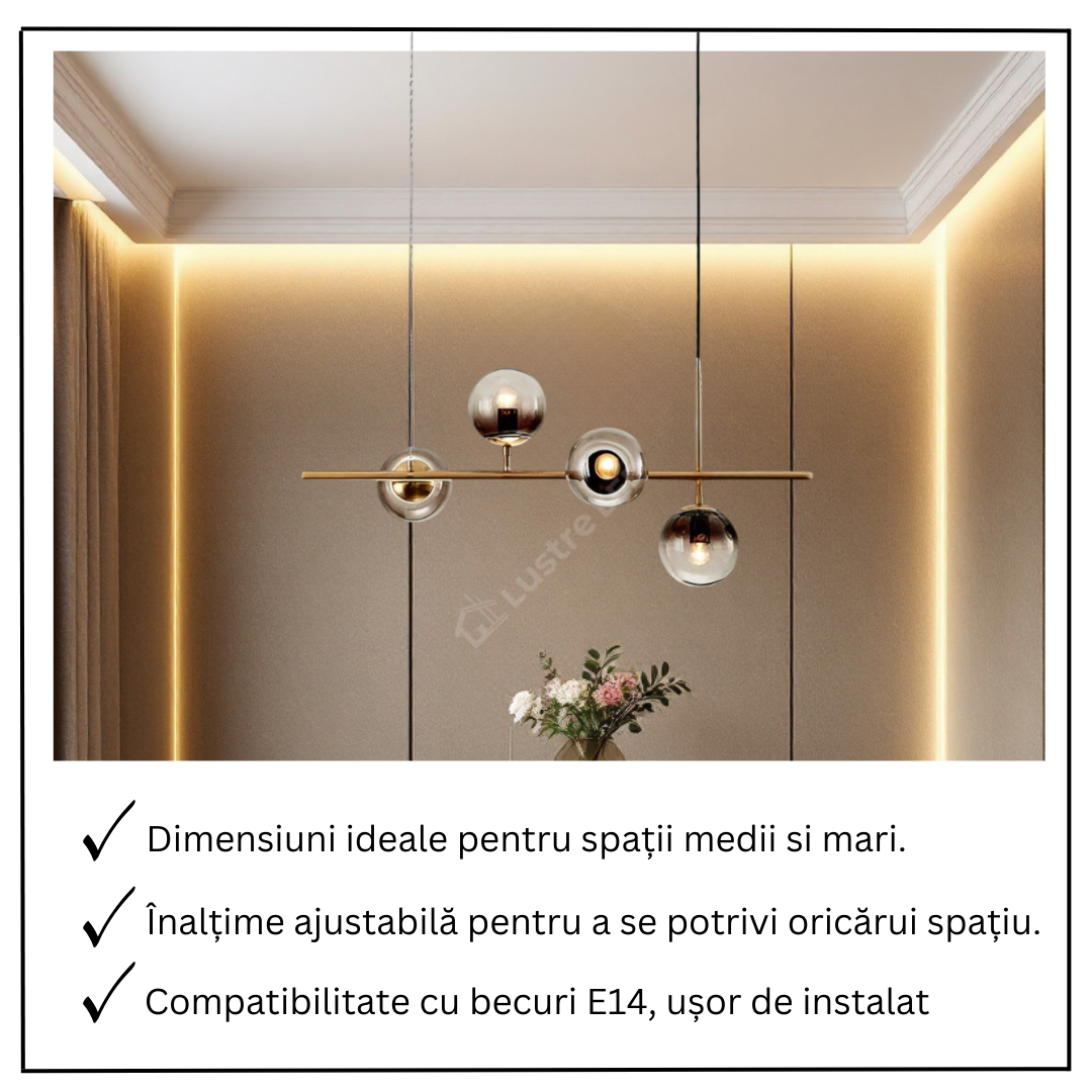Lustra Abajur 4xE14 Suspendata Phantom Noir - DF557-4 AURIU / ABAJUR Chandeliers