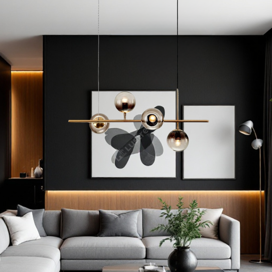 Lustra Abajur 4xE14 Suspendata Phantom Noir - DF557-4 AURIU / ABAJUR Chandeliers