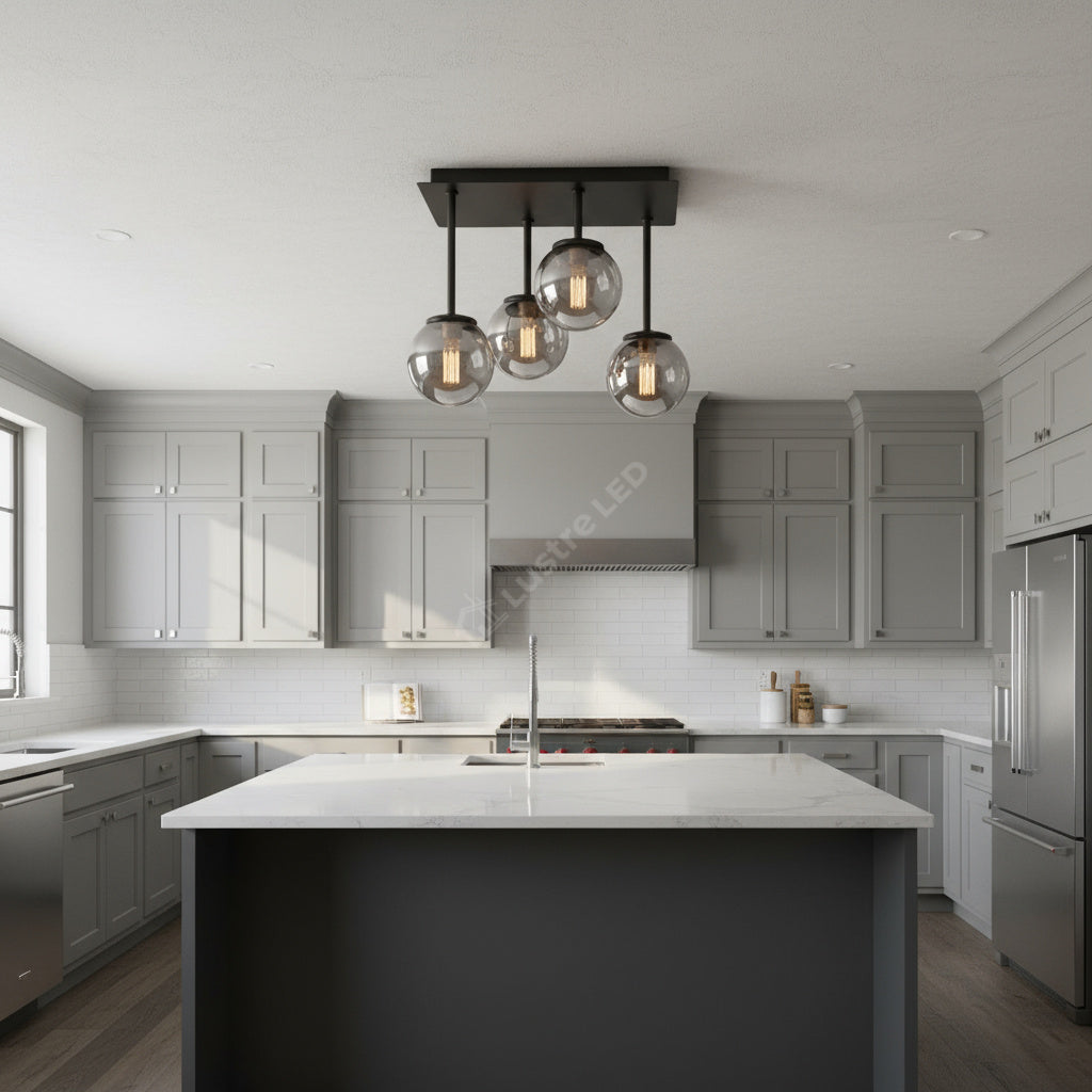 Lustra Abajur Fumuriu Black Rivendell 4xE27
