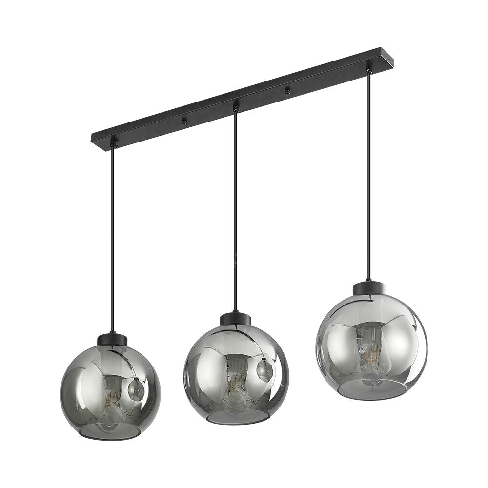 Lustra Abajur Fumuriu FIORE Suport Liniar 3xE27 NEAGRA / ABAJUR Chandeliers