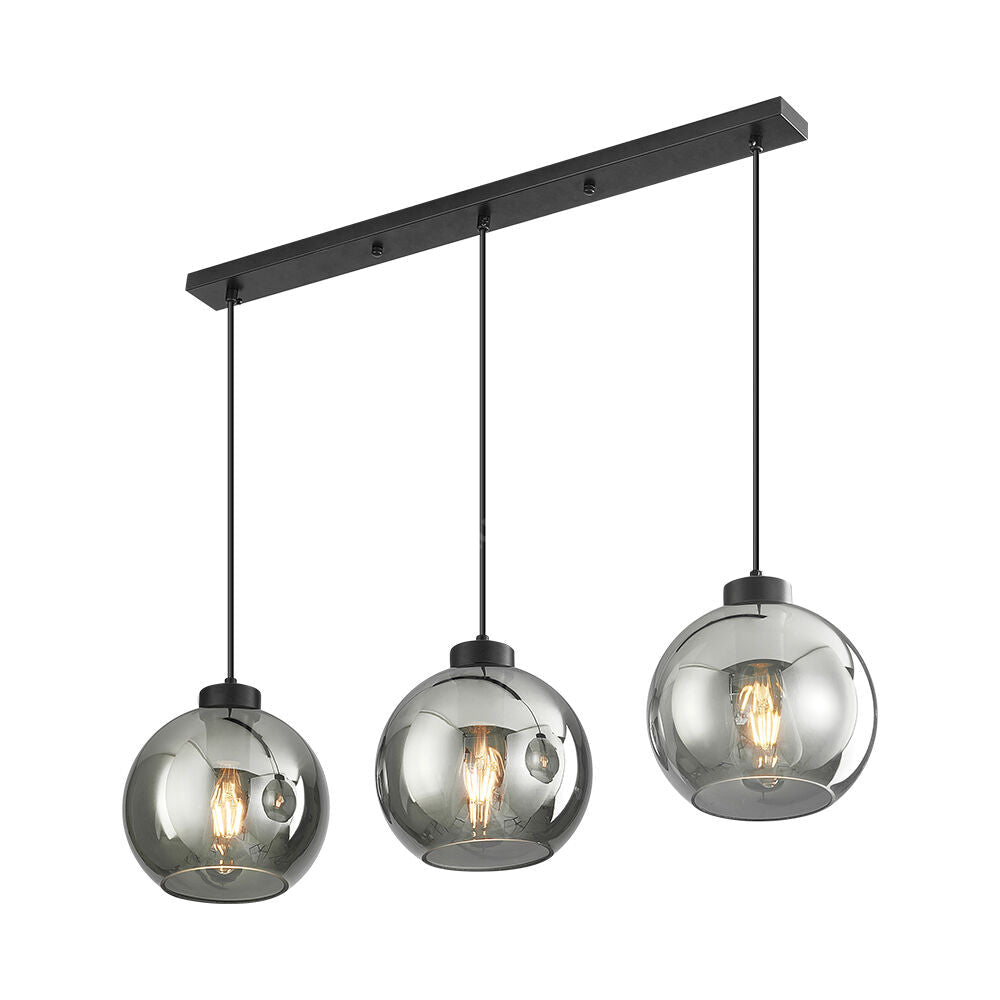 Lustra Abajur Fumuriu FIORE Suport Liniar 3xE27 NEAGRA / ABAJUR Chandeliers