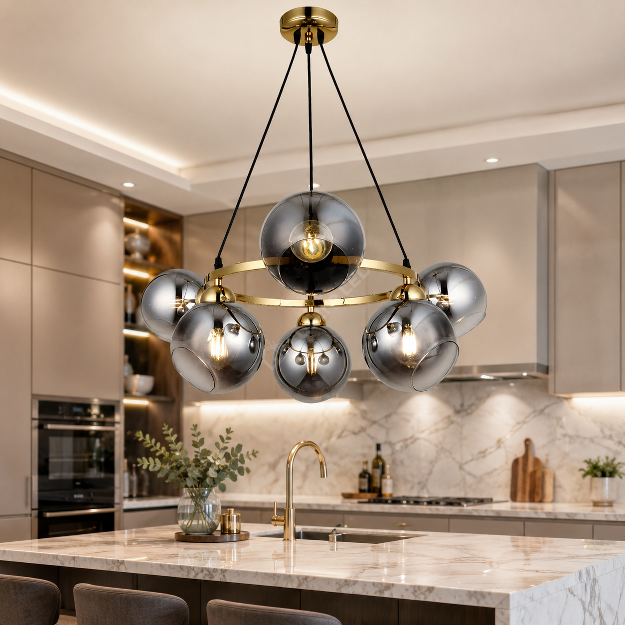 Lustra Abajur Fumuriu GOLD 6xE27 MX399-6
