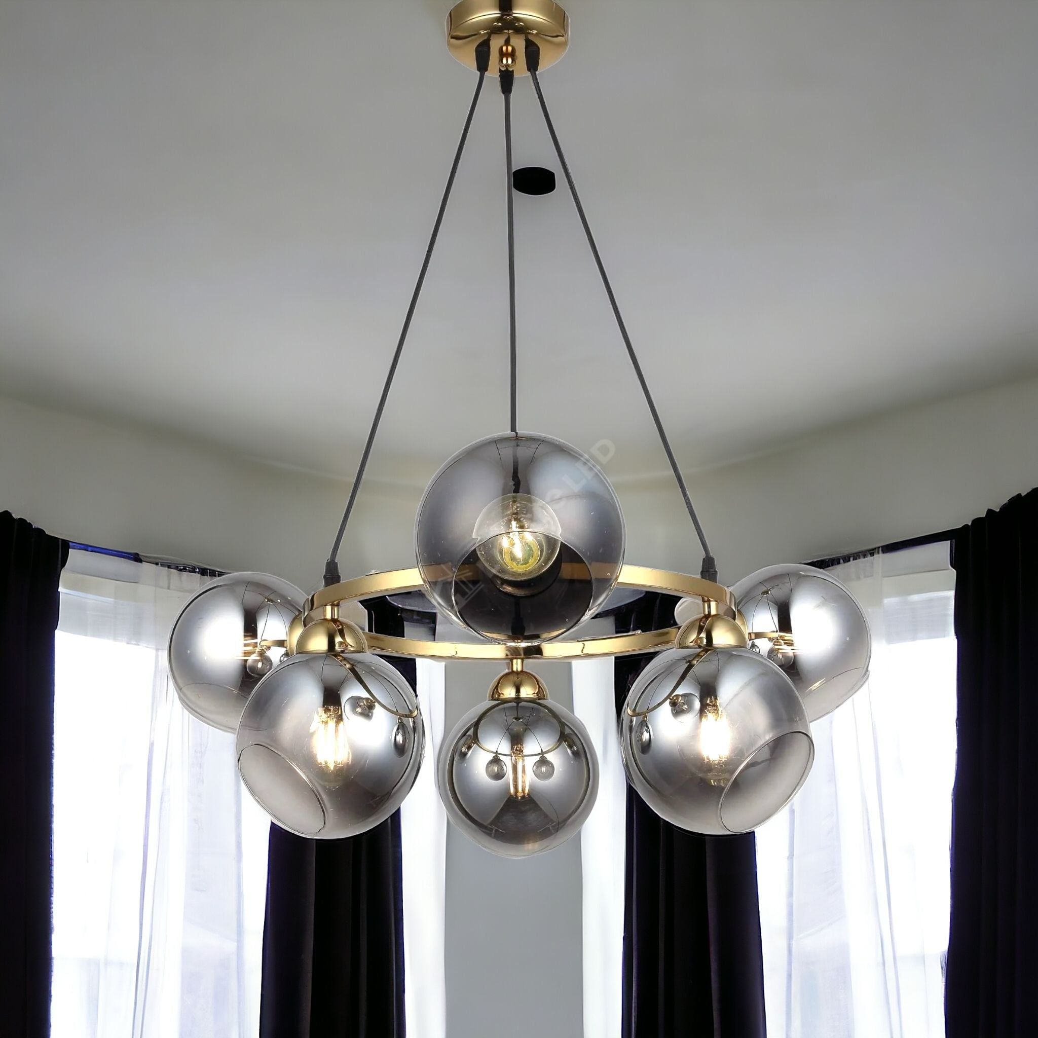 Lustra Abajur Fumuriu Gold 6Xe27 Mx399-6 Chandeliers