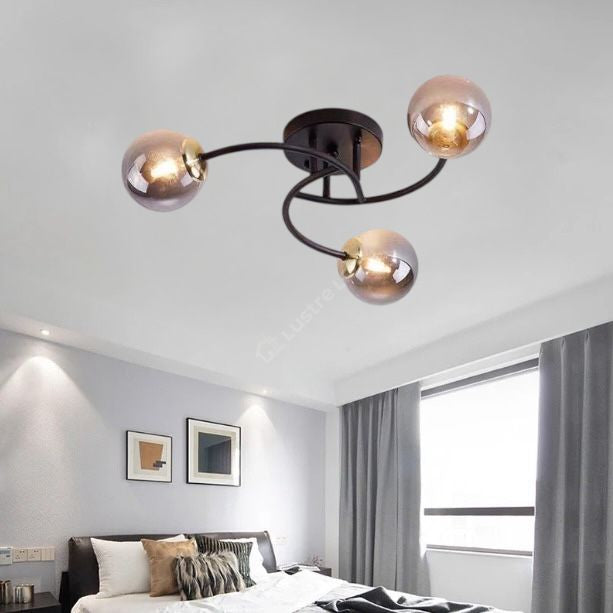 Lustra Abajur Fumuriu RIEVA 3xE27 Black NEAGRA / ABAJUR Chandeliers