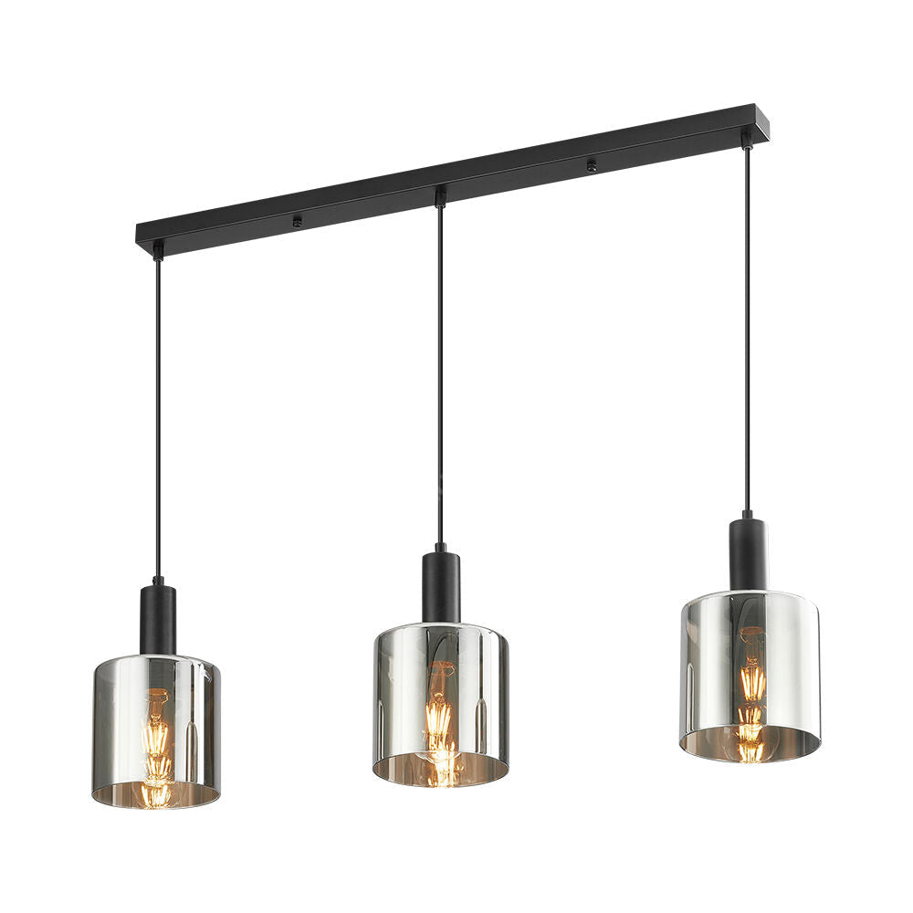 Lustra Abajur Fumuriu SAVIO Suport Liniar 3xE27 NEAGRA / ABAJUR Chandeliers