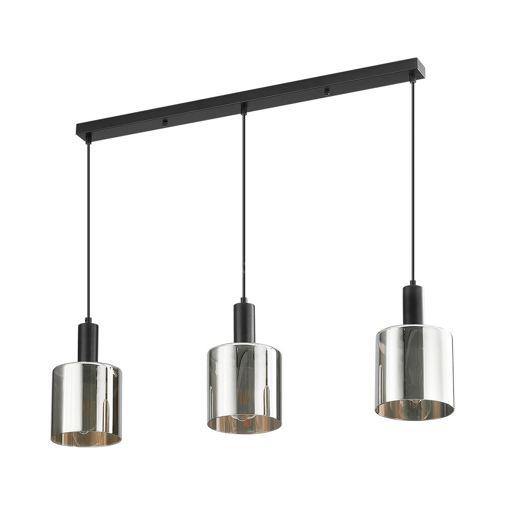 Lustra Abajur Fumuriu SAVIO Suport Liniar 3xE27 NEAGRA / ABAJUR Chandeliers