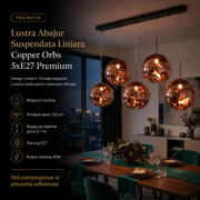 Lustra Abajur Liniara Suspendata Copper Orbs 5xE27 Premium