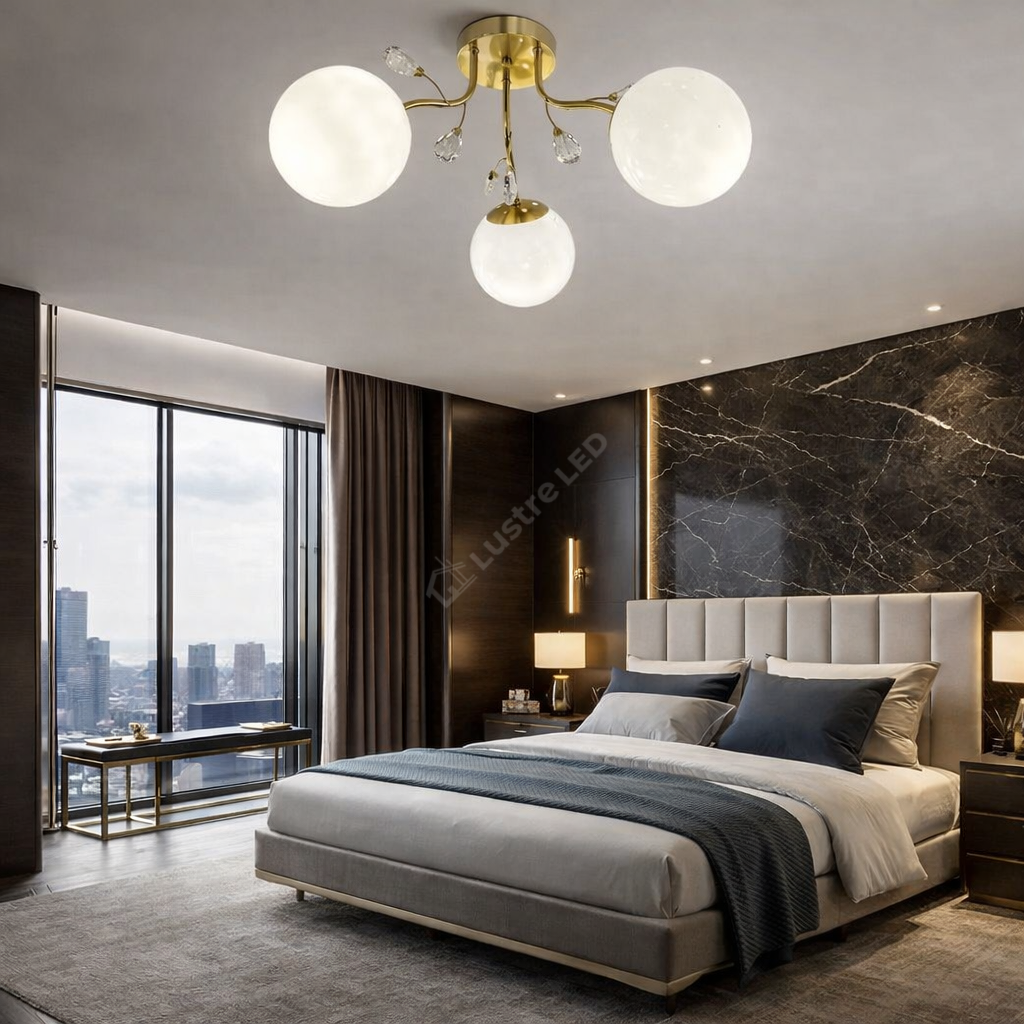 Lustra Abajur Mat Aplicata 3xE27 Gold Glamour