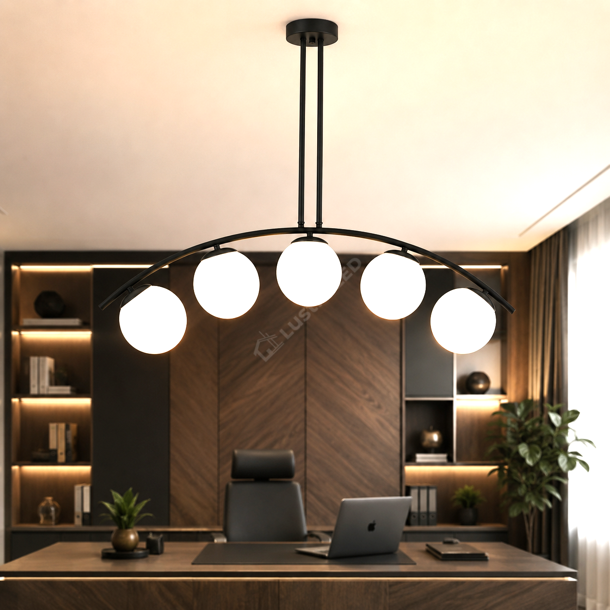 Lustra Abajur Mat Black ARQUE 5xE27 100cm