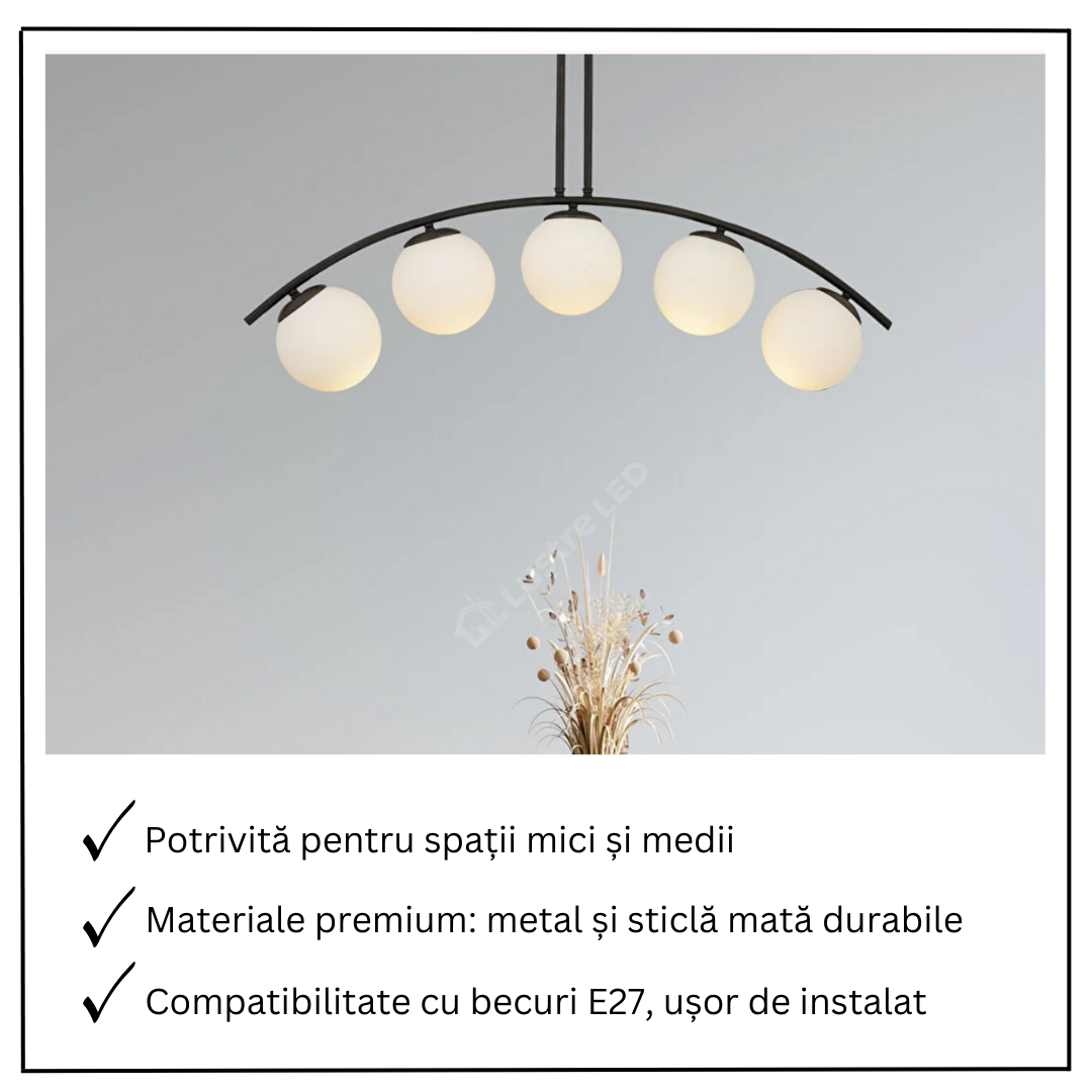 Lustra Abajur 5xE27 MAT BLACK ARC - 6639-5 NEAGRA / ABAJUR Chandeliers