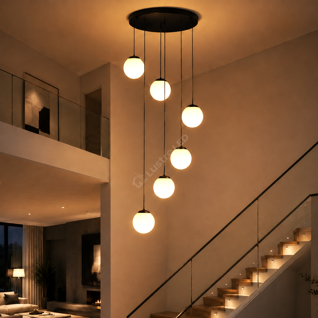 Lustra Abajur Mat Black LUXURY Staircase 6XE27