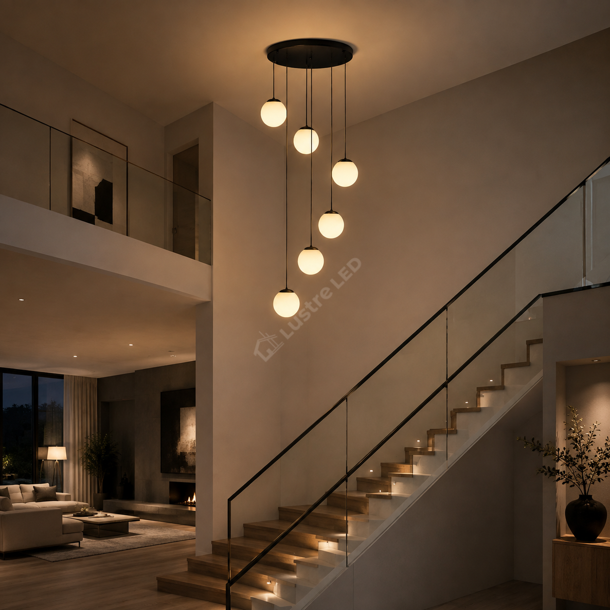 Lustra Abajur Mat Black LUXURY Staircase 6XE27